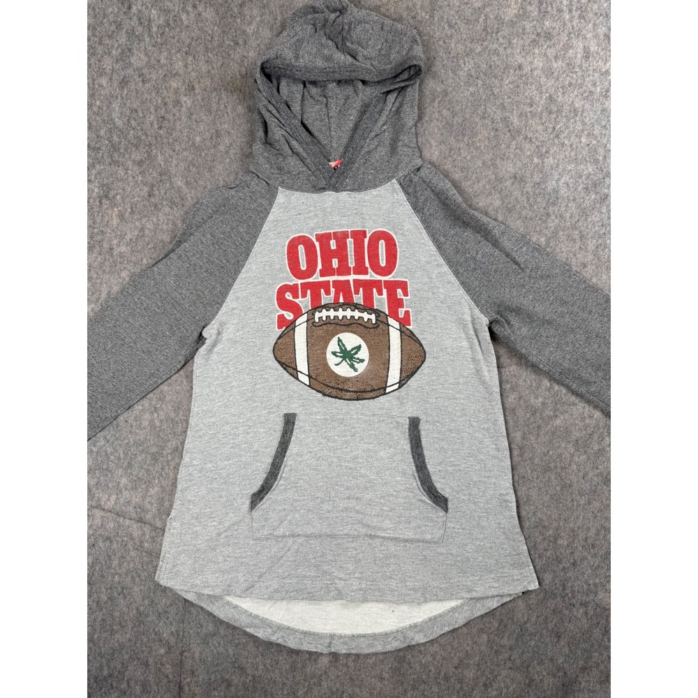 Homage Ohio State Football Hoodie Women S Gray Raglan Sweatshirt Buckeyes Sporty - Picture 2 of 7